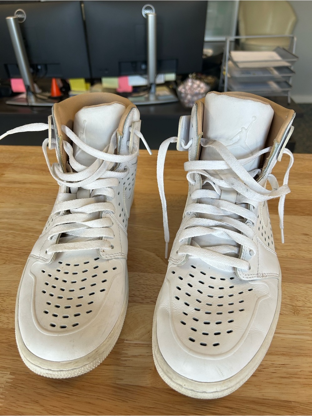 Nike White High-Top Perforated Leather Sneakers